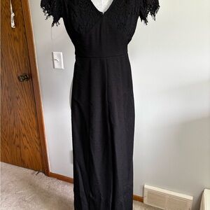Elegant Black Lace Sleeve Jumpsuit